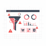 Editorial illustration representing a website audit and lead generation issues